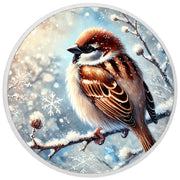 Winter's Embrace: Sparrow in the Snow 1oz Silver Coin