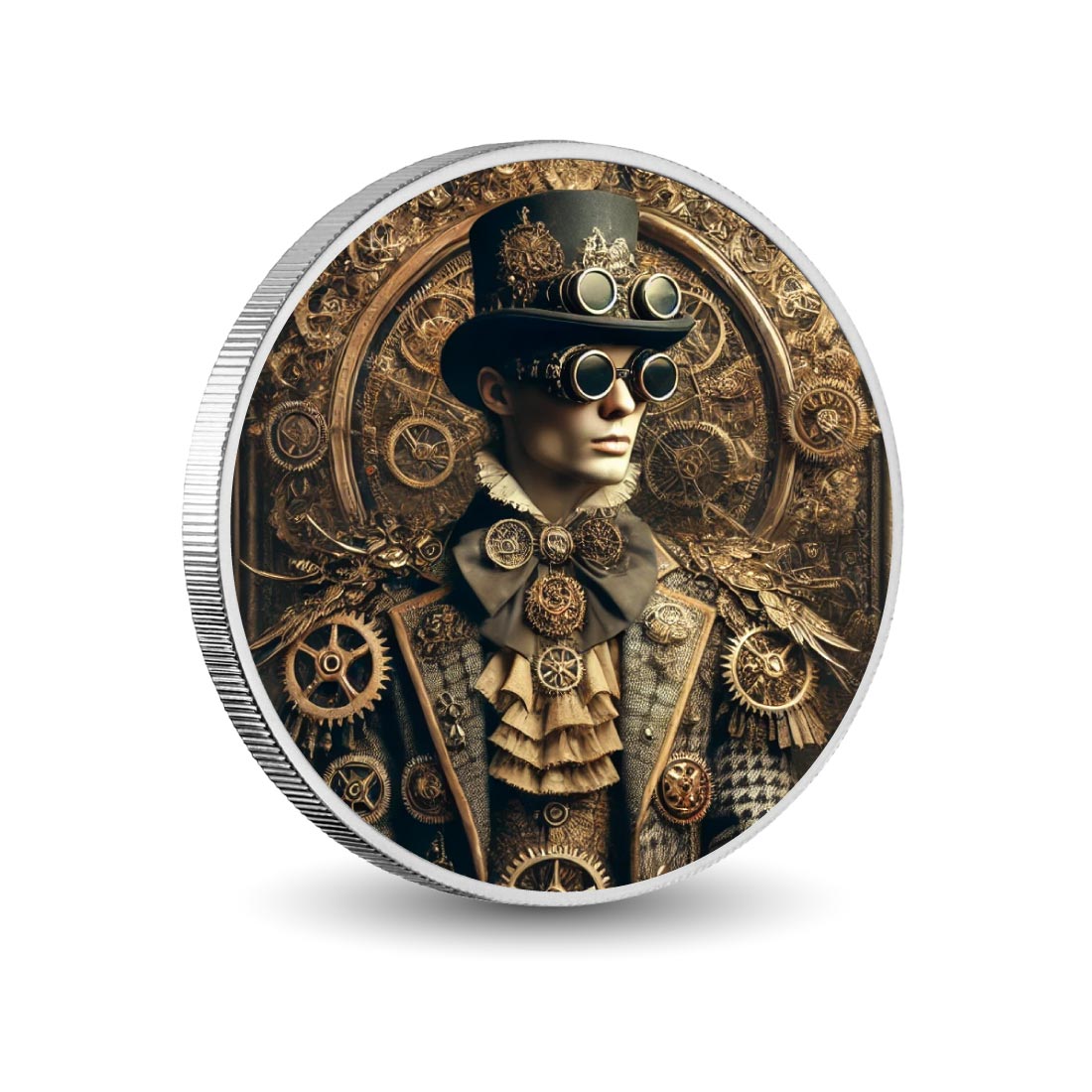 Élégance mécanique : l’art de la royauté steampunk, pièce en argent de 1oz