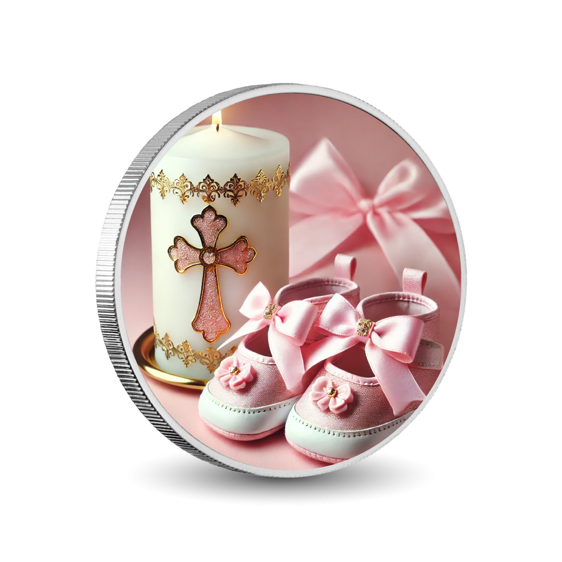 Baby Girl's Christening 1oz Silver Coloured Coin