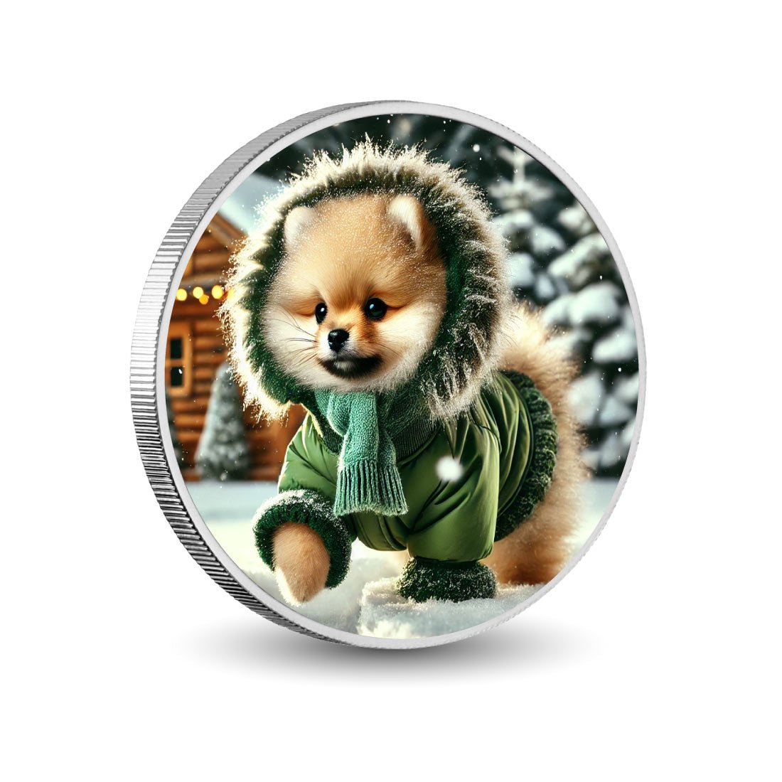 Arctic Adorable: Cozy Pup on a Snowy Stroll 1oz Coin - Arverni Mint