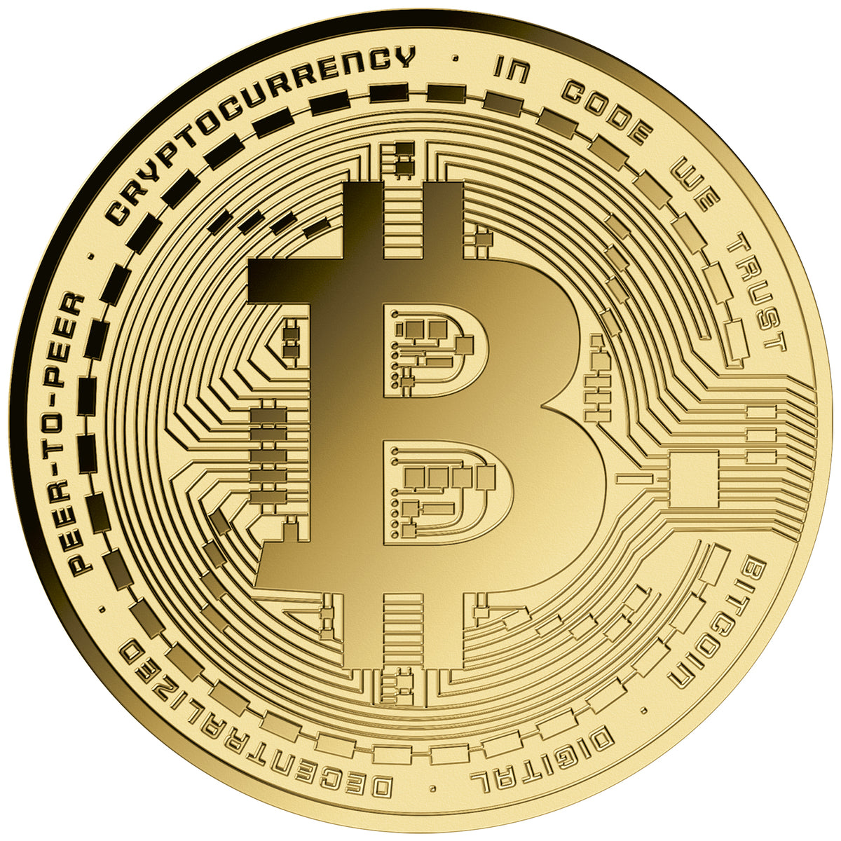 Bitcoin 999 Feingold 1/1000 oz Münze in Karte