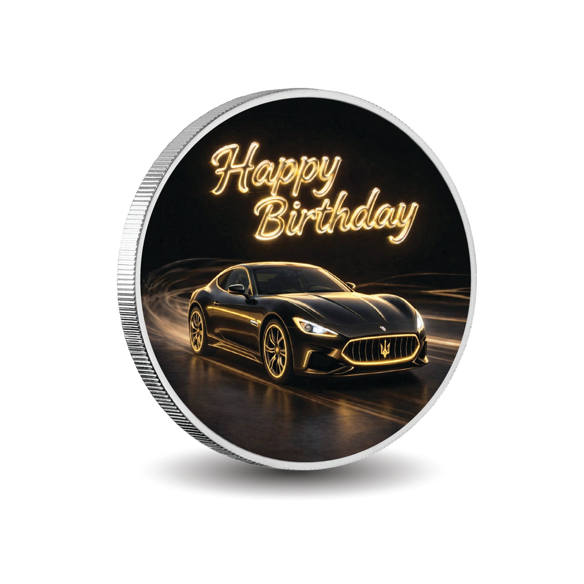 Birthday in Gold 1oz Fine Silver Coloured Coin