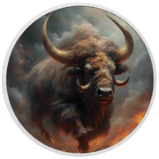 Fureur primordiale : la puissance du bison, pièce colorée en argent de 1 oz