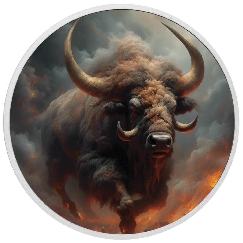 Fureur primordiale : la puissance du bison, pièce colorée en argent de 1 oz