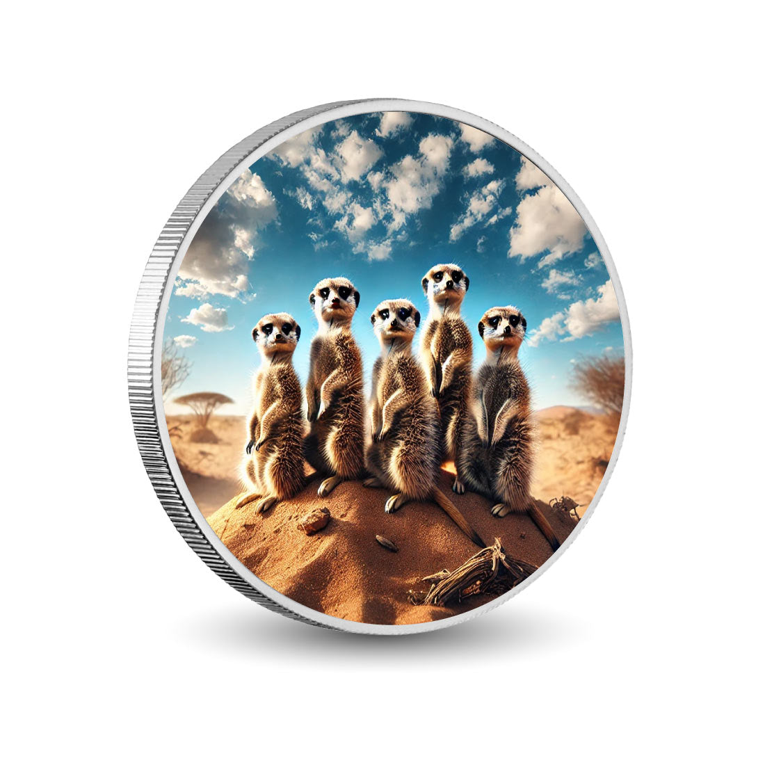 Desert Guardians: Meerkat Clan on Watch Coloured Coin