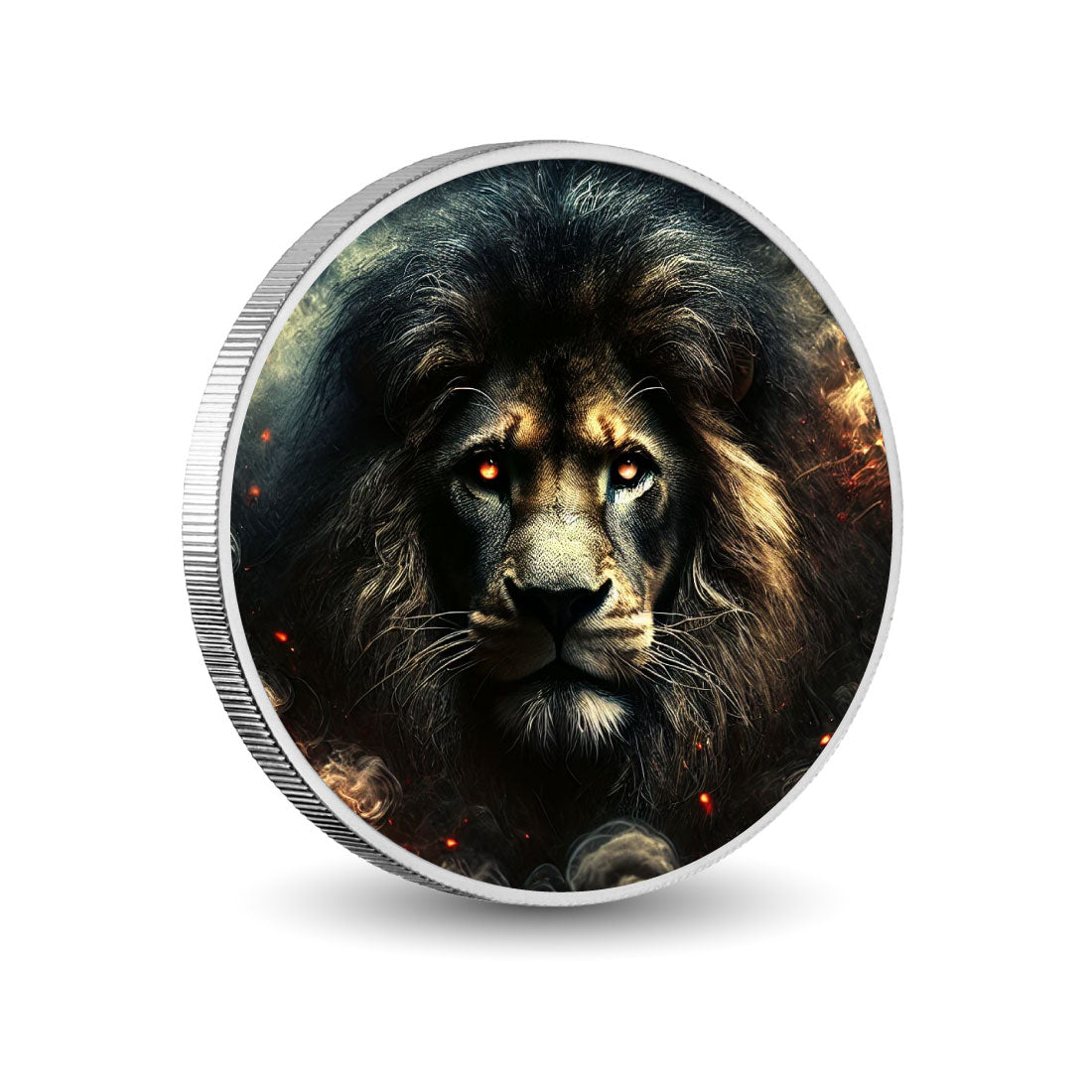 Le regard féroce du roi de feu, pièce colorée en argent de 1oz