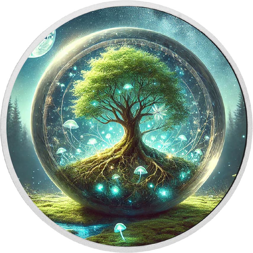 L’Équilibre de l’Univers - Pièce colorée en argent de 1 oz « Arbre rayonnant »
