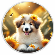Golden Bloom: A Pup's Sunflower Moment 1oz Coin