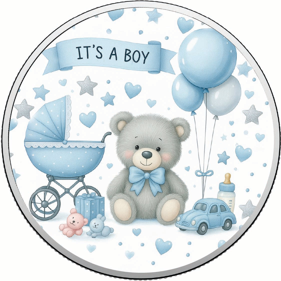 Joie de bébé, bienvenue au petit prince, pièce de 1 oz d’argent fin colorisée