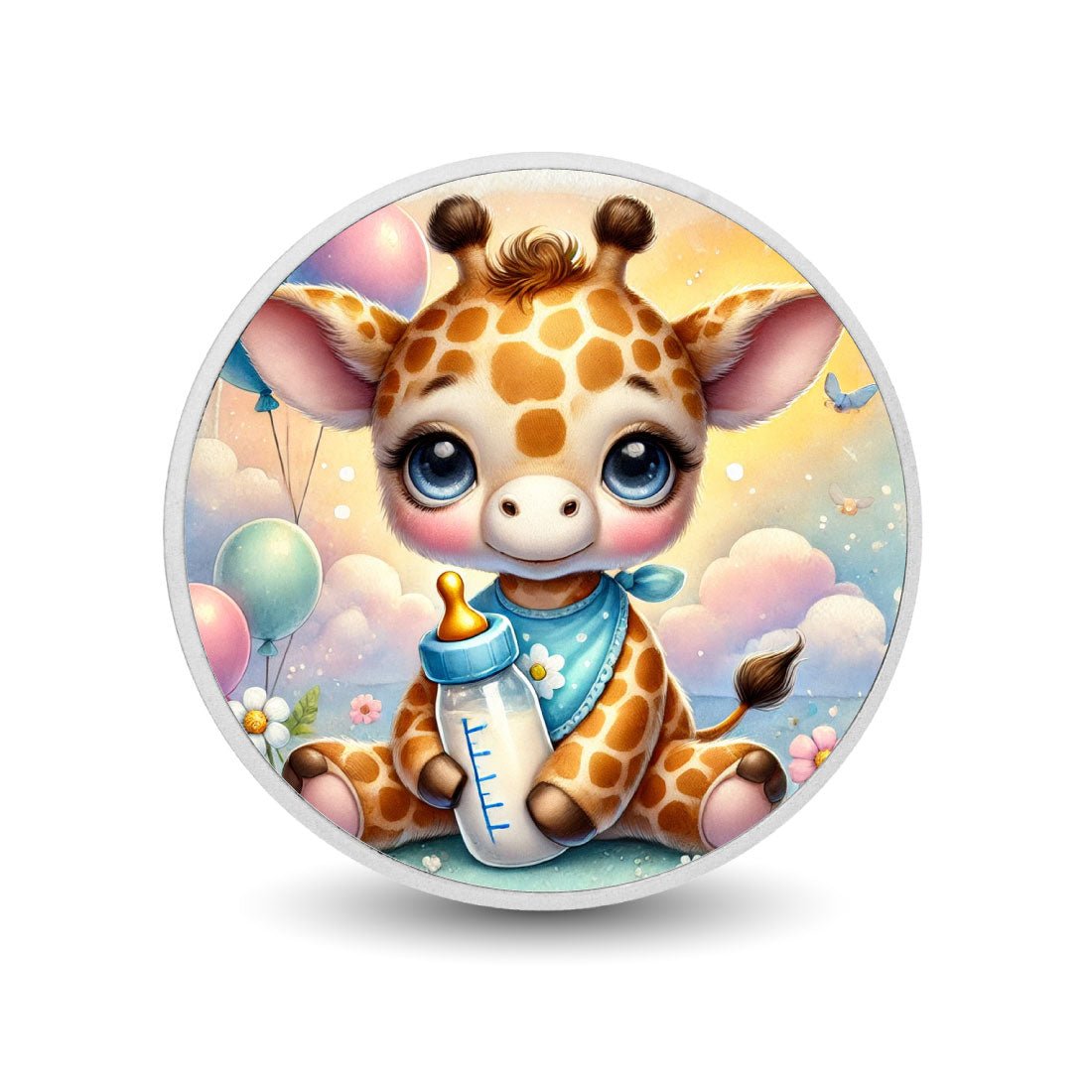 Baby Giraffe Bliss 1oz Silver Coloured Coin - Arverni Mint