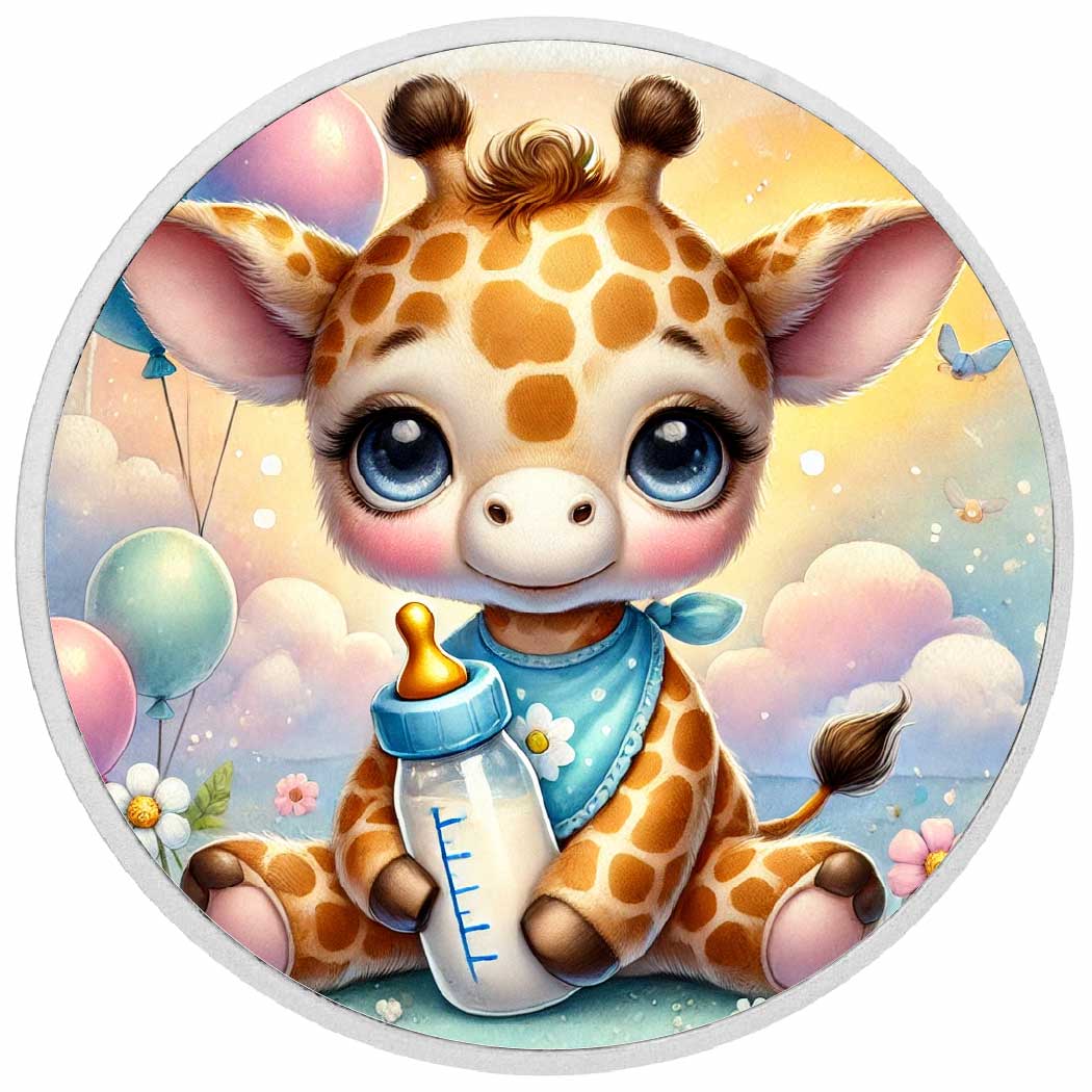 Baby Giraffe Bliss 1oz Silver Coloured Coin - Arverni Mint
