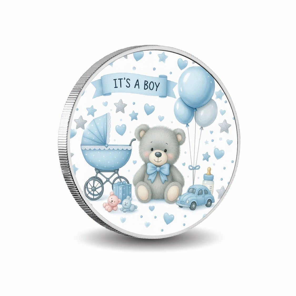 Baby Joy Welcome Little Prince 1oz Fine Silver Coloured Coin - Arverni Mint