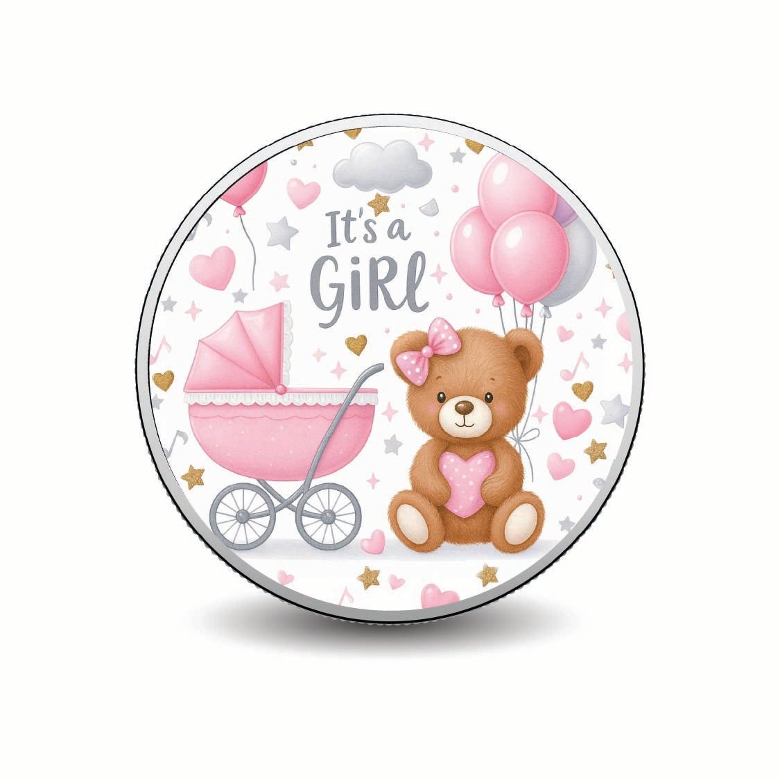 Baby Joy Welcome Little Princess 1oz Fine Silver Coloured Coin - Arverni Mint