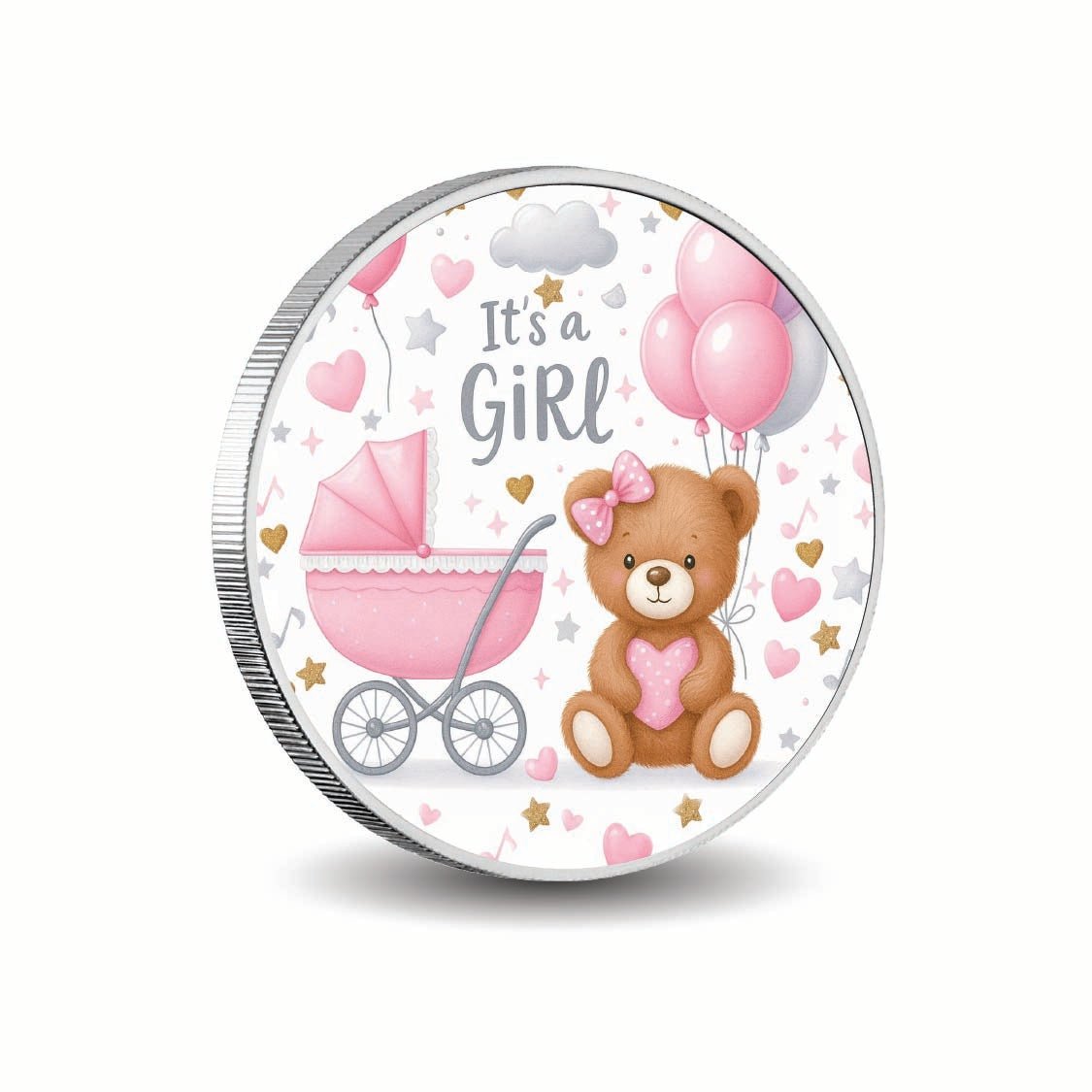 Baby Joy Welcome Little Princess 1oz Fine Silver Coloured Coin - Arverni Mint