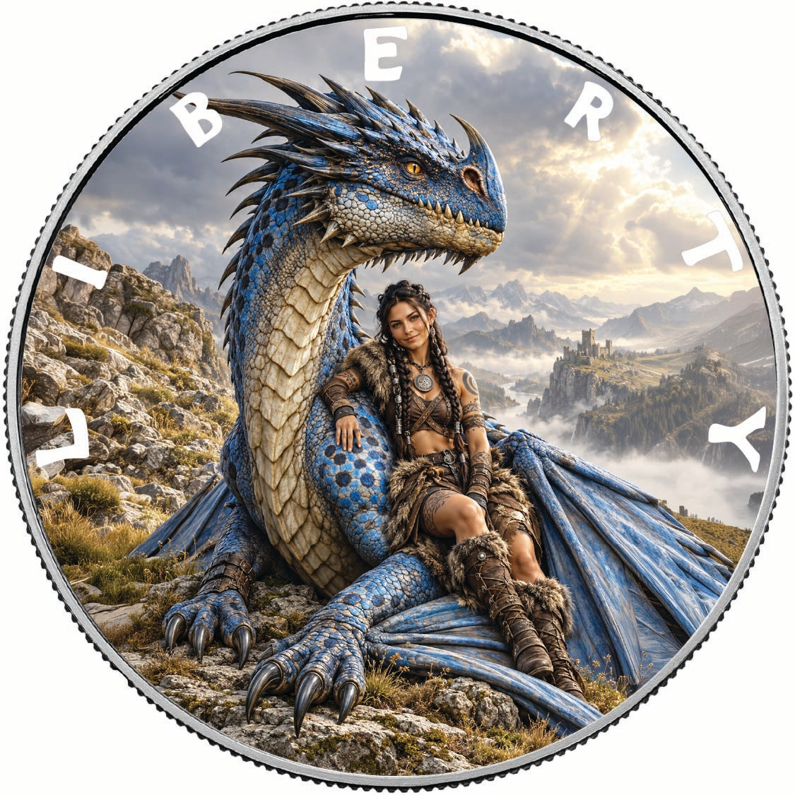 Queen of the Azure Dragon 1oz .999 Fine Silver Coin – Colorized BU Finish