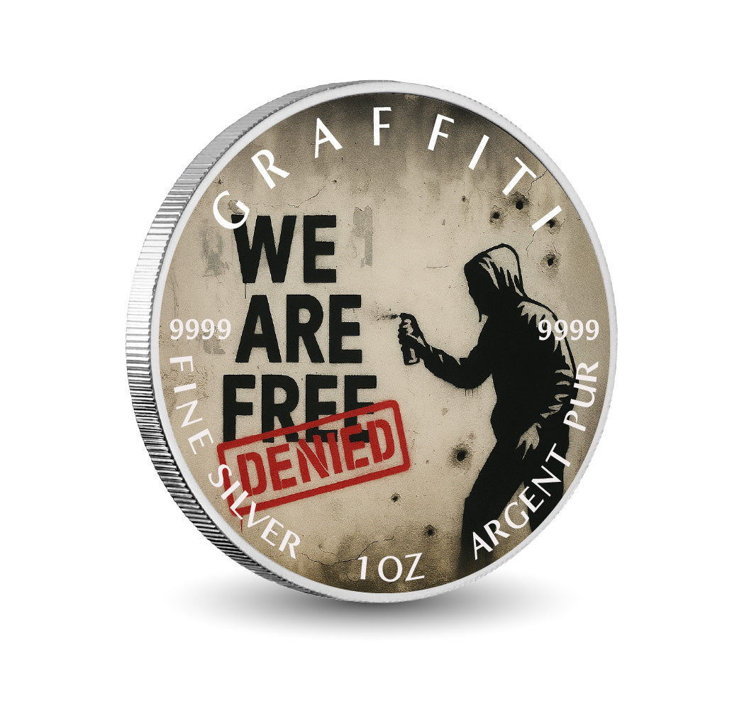 Pièce de monnaie de 1 oz en argent fin coloré « Liberté refusée : le dernier mot »