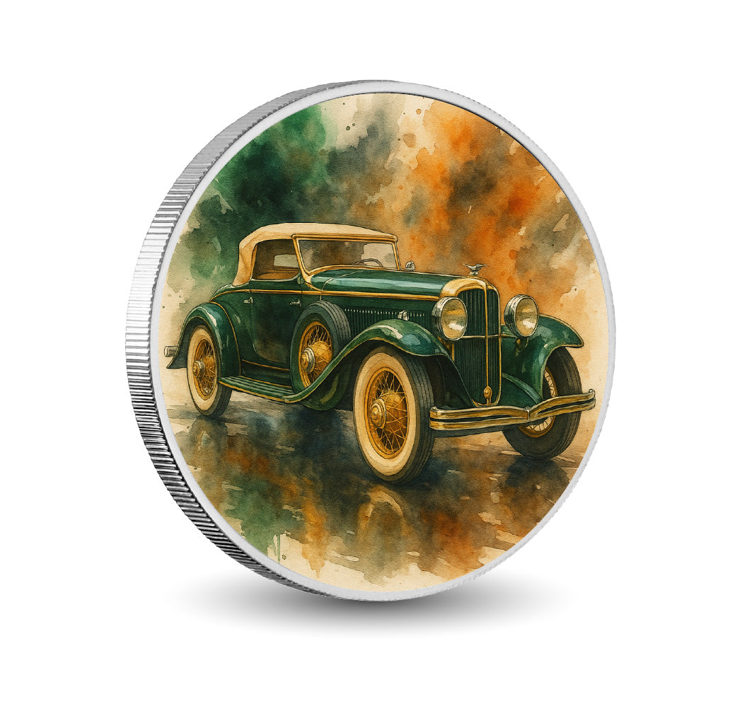 Pièce de monnaie de 1 oz en argent fin coloré « Grandeur intemporelle : la légende émeraude »