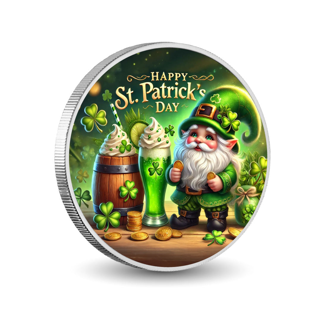 Joyful Leprechaun's St. Patrick's Day Feast 1oz Coloured Coin