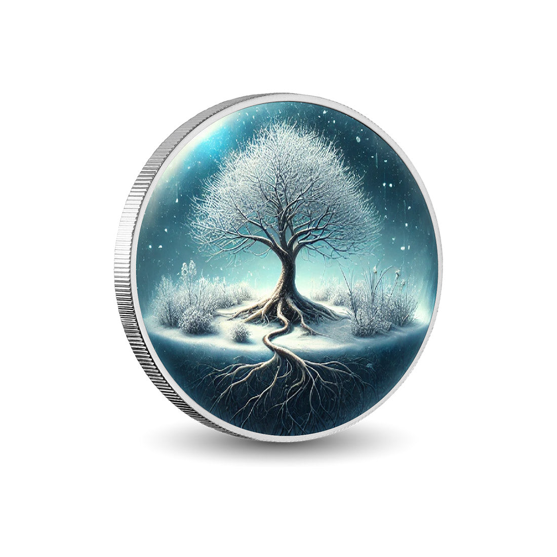 Arbre hivernal 1oz Pièce colorée en argent