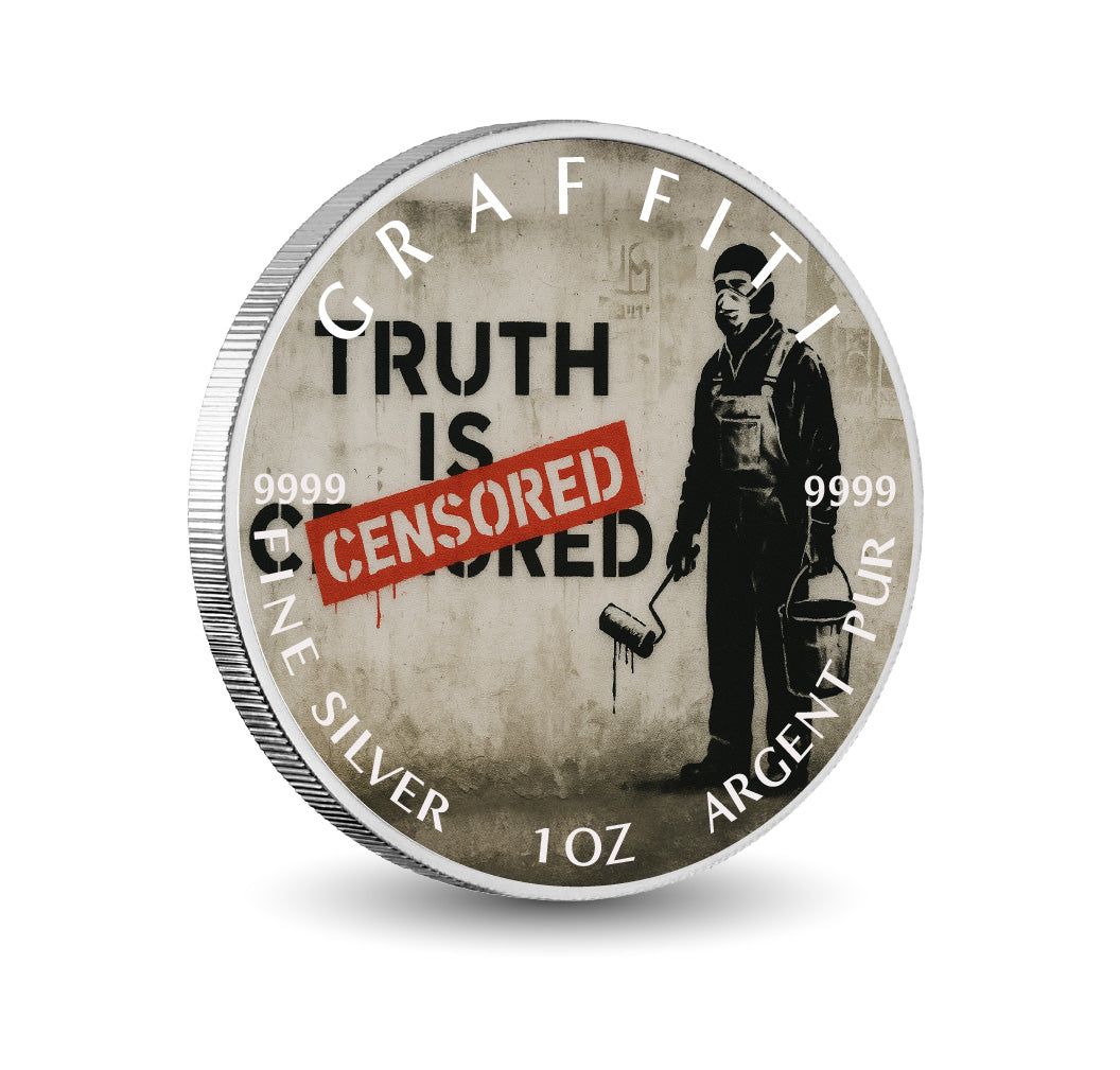 Pièce de monnaie de 1 oz en argent fin coloré « Voix étouffées : la série sur la censure »