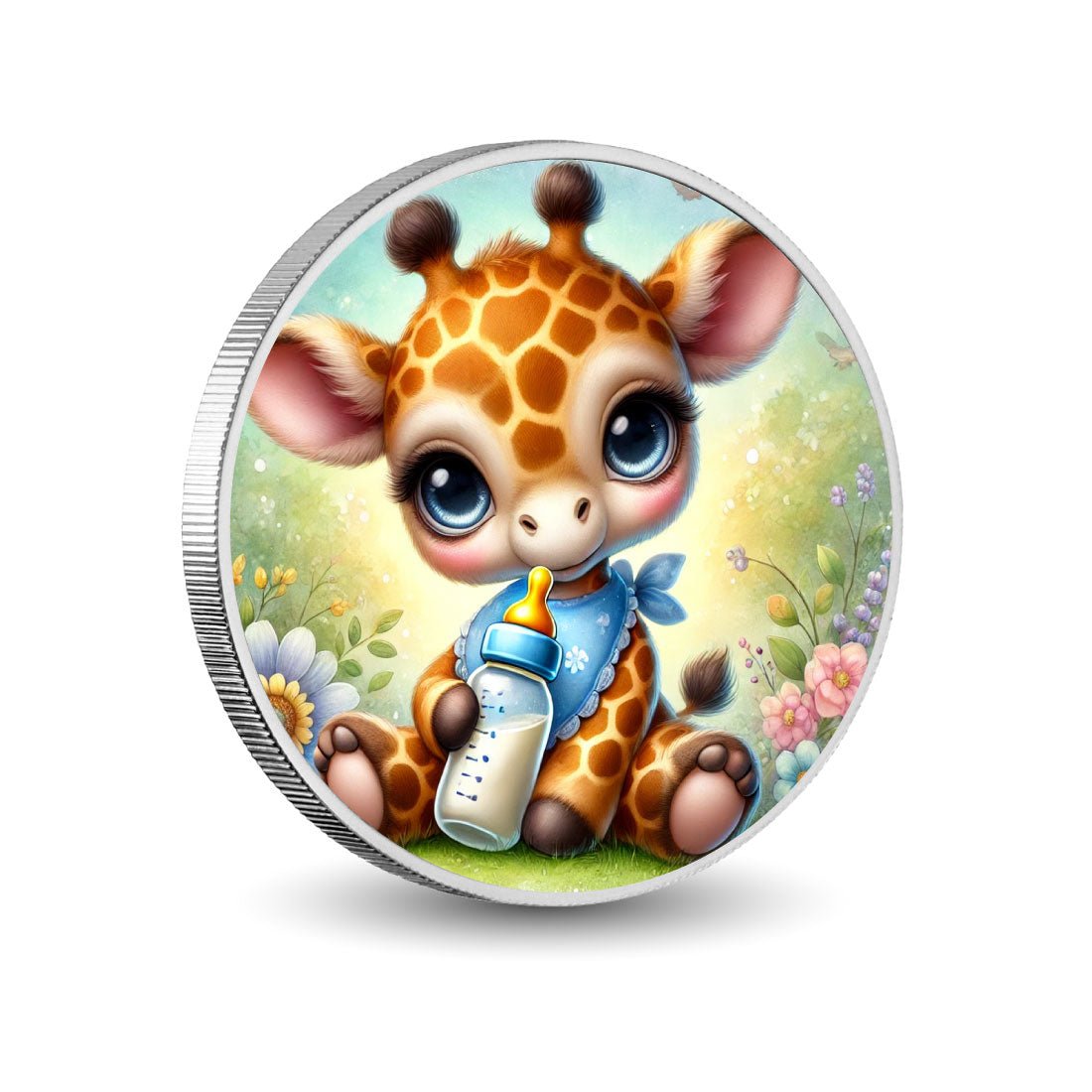 Blossom Field Giraffe 1oz Silver Coloured Coin - Arverni Mint