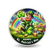 Lutin chanceux dans un jardin de trèfles arc-en-ciel, pièce colorée de 1oz