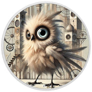 Hibou chrono : gardien des flèches usées par le temps, pièce colorée