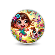 Course-poursuite joyeuse sous le soleil  1oz Pièce colorée en argent