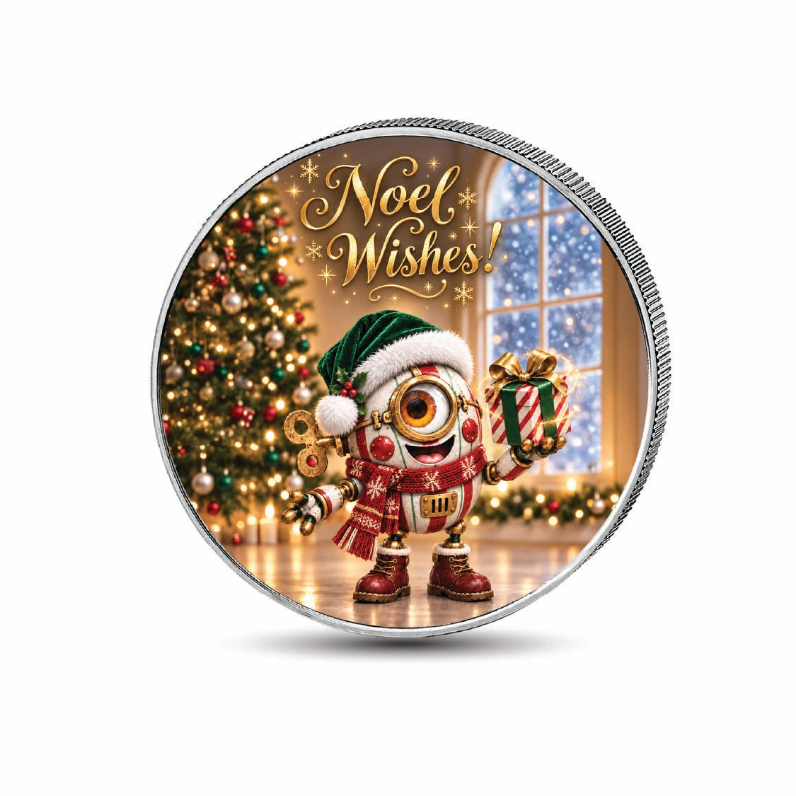 Noel-O-Matic 1oz 999.9 Fine Silver Coin Colorized BU Finish