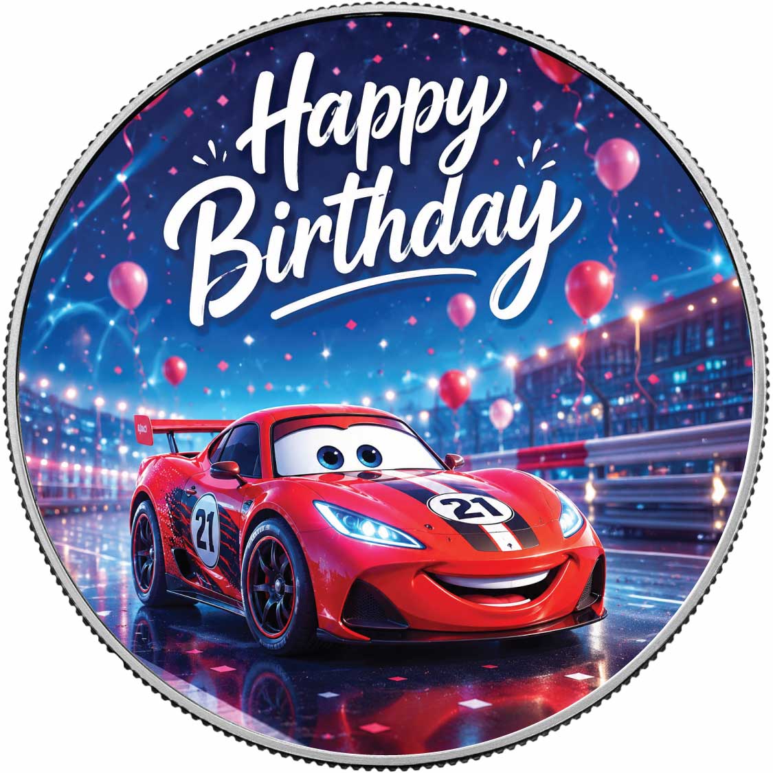 Birthday Racer 1oz Fine Silver Coloured Coin