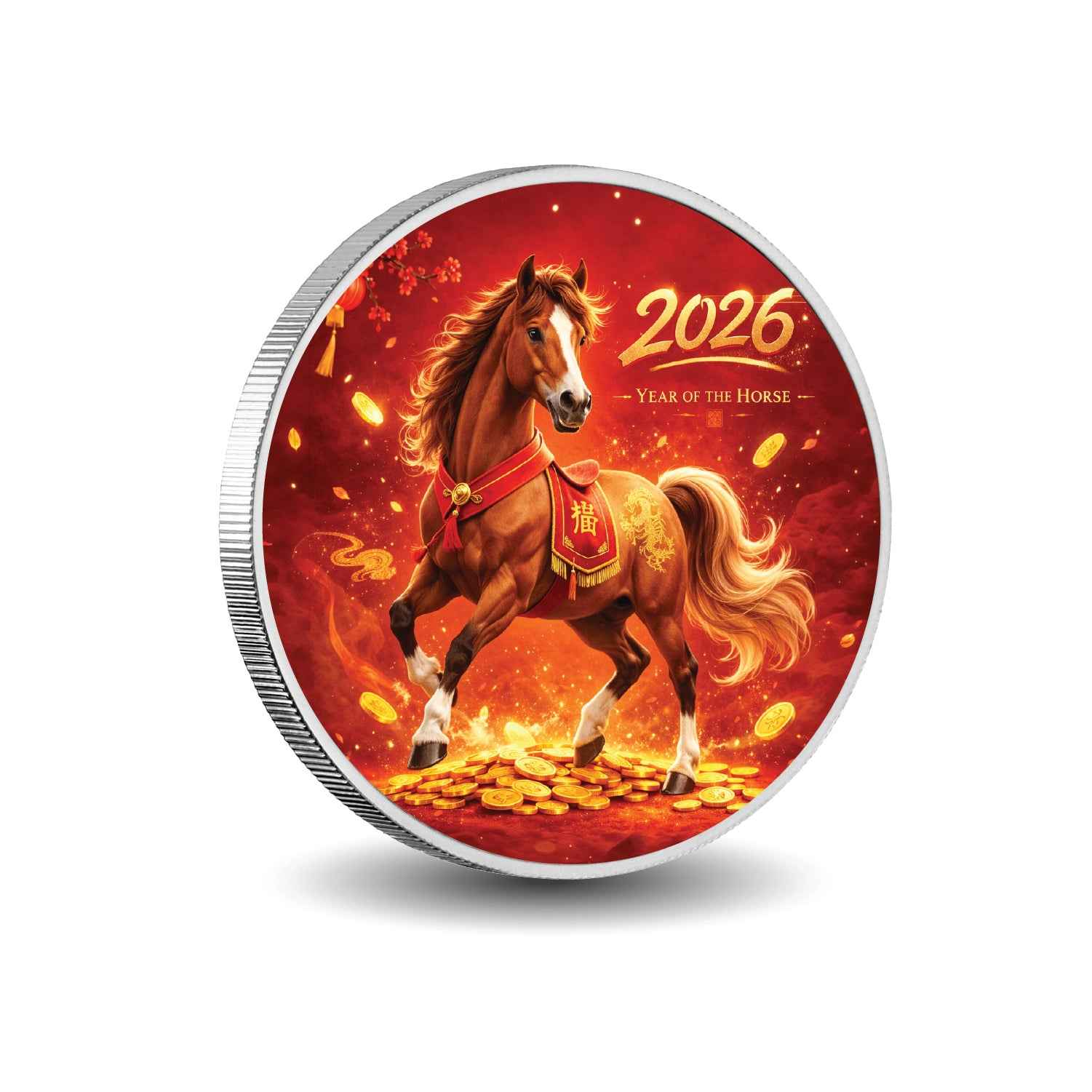 Fortune in Motion - Year of the Horse 2026 1oz 999 Silver BU Colourized
