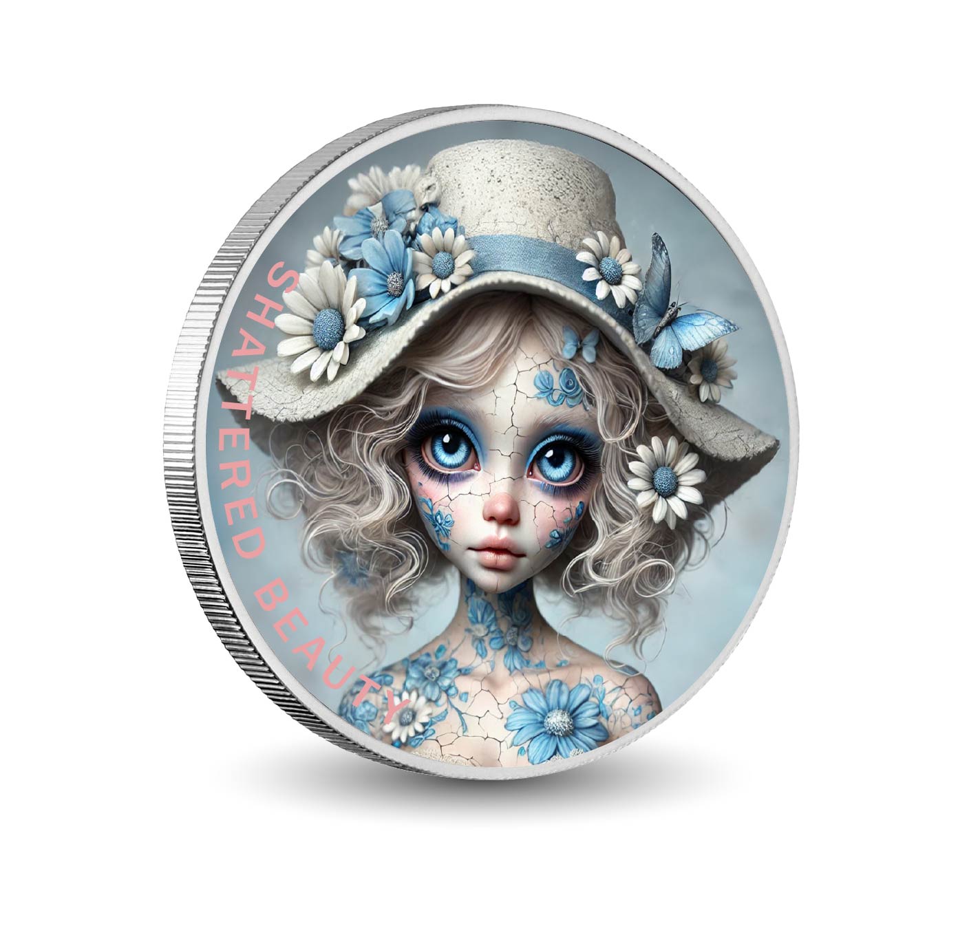 Beauté brisée : fissures florissantes Argent coloré 1oz