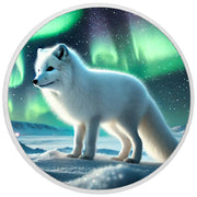 Éclat arctique : le renard sous les aurores boréales, pièce colorée