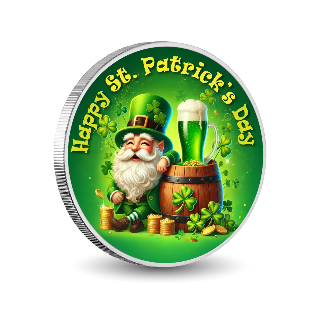 Relaxed Leprechaun's St. Patrick's Day Cheers 1oz Coloured Coin