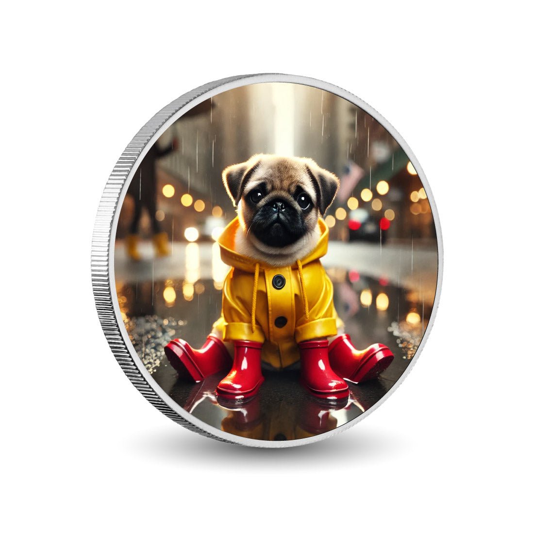 City Puddle Pug 1oz Silver Coloured Coin - Arverni Mint