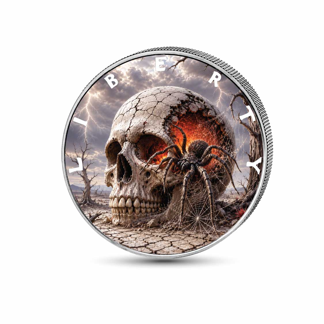 The Burning Web 1oz 999 Silver BU Colourized