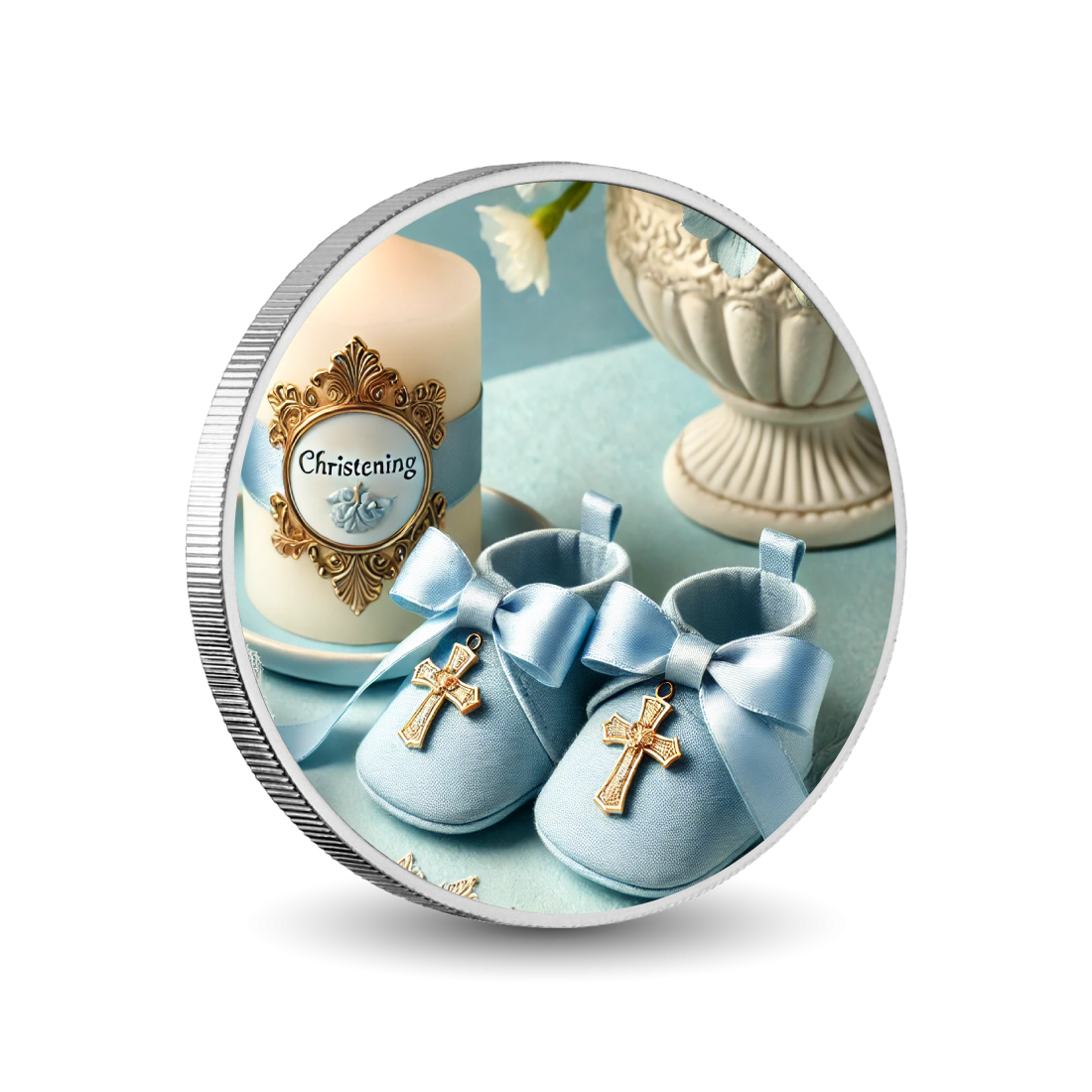 Baby Boy's Christening 1oz Silver Coloured Coin