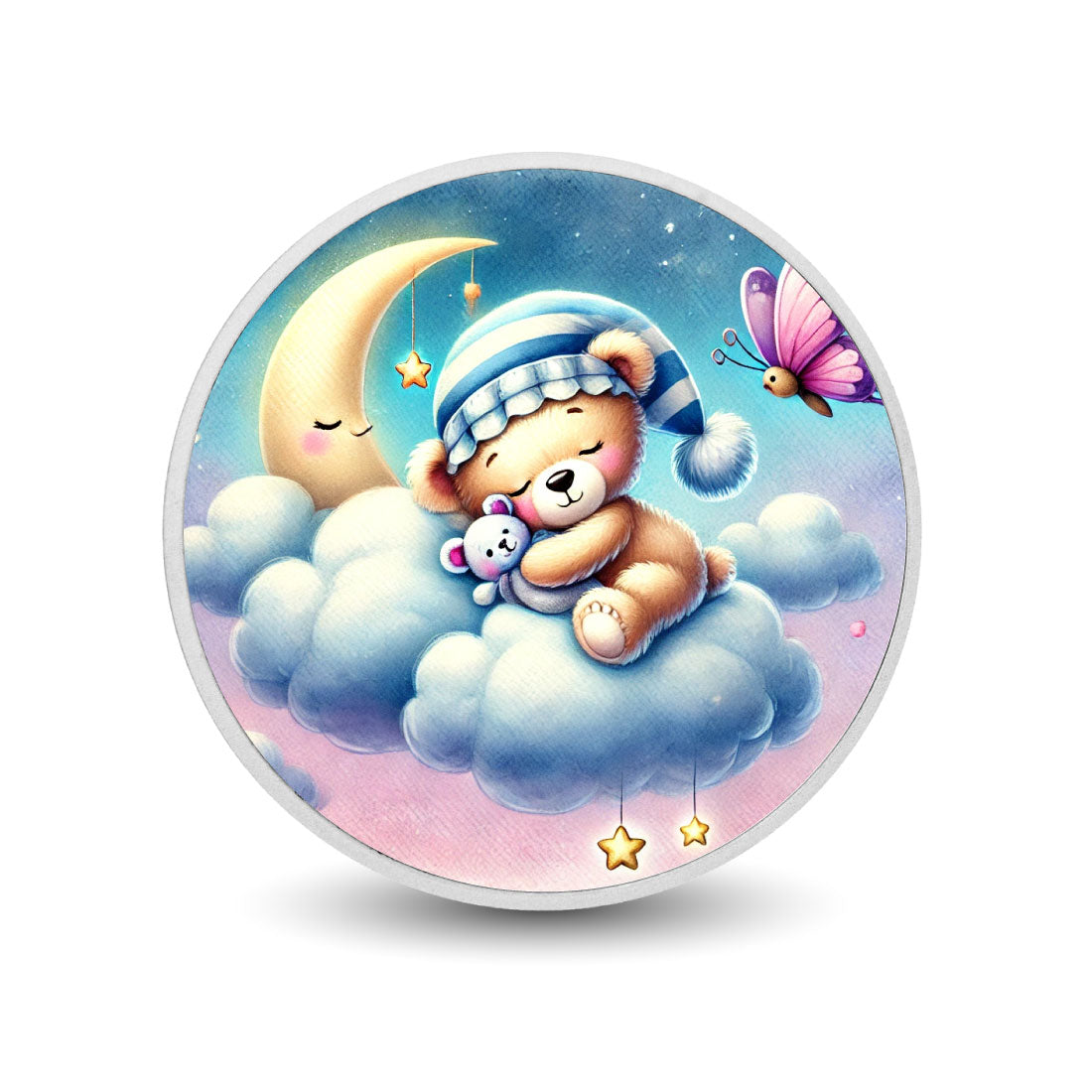 Un câlin plein d’amour - Doux câlin de la nuit étoilée  1oz Pièce colorée en argent