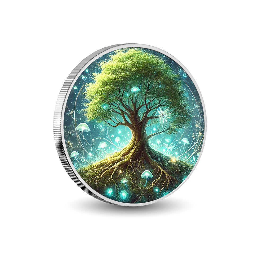 Pièce colorée en argent de 1 oz « Arbre rayonnant »