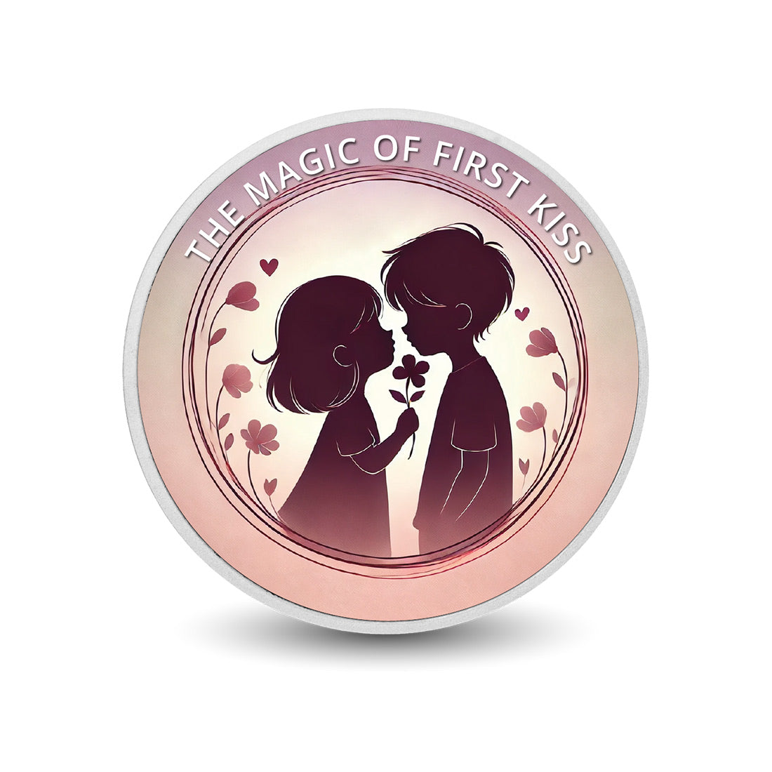 The Magic of First Kiss: Blossoming Affection 1oz Silver Coloured Coin