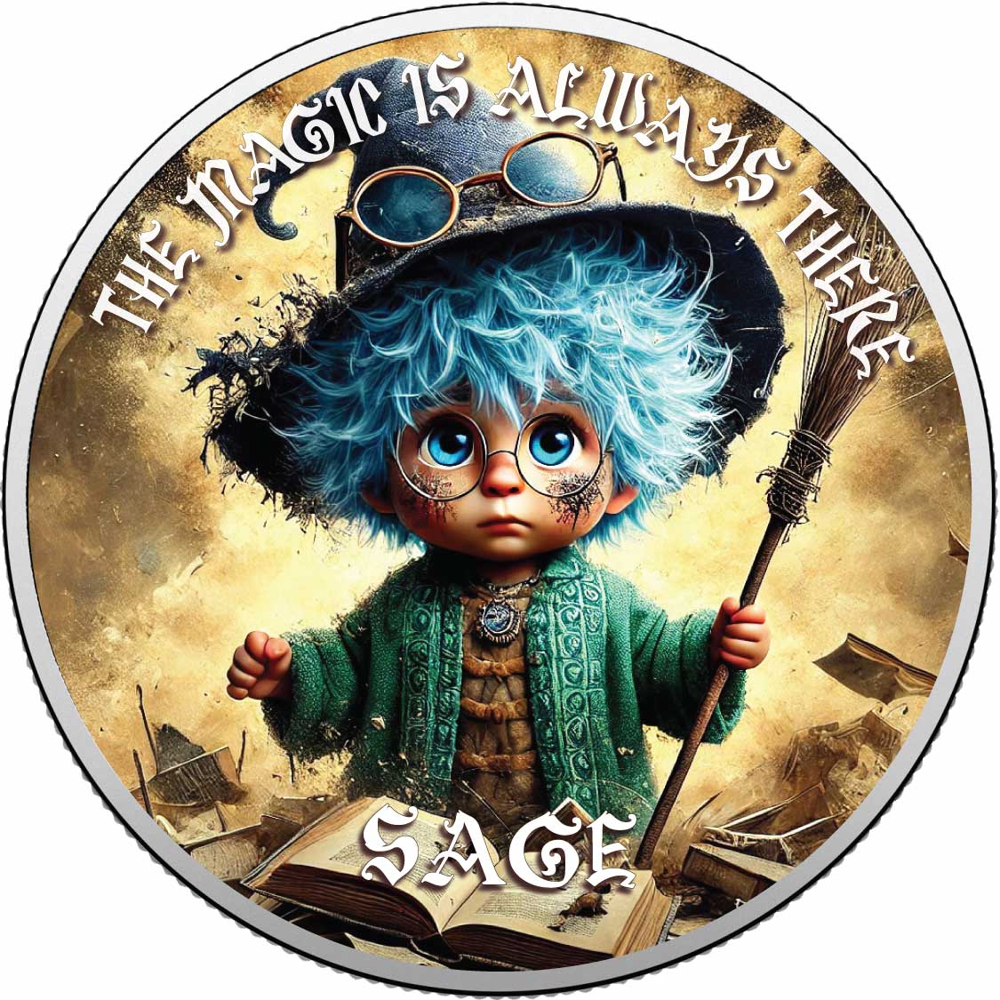 Sage the Spellbound Scholar 2026 1oz 999 Silver BU Colourized
