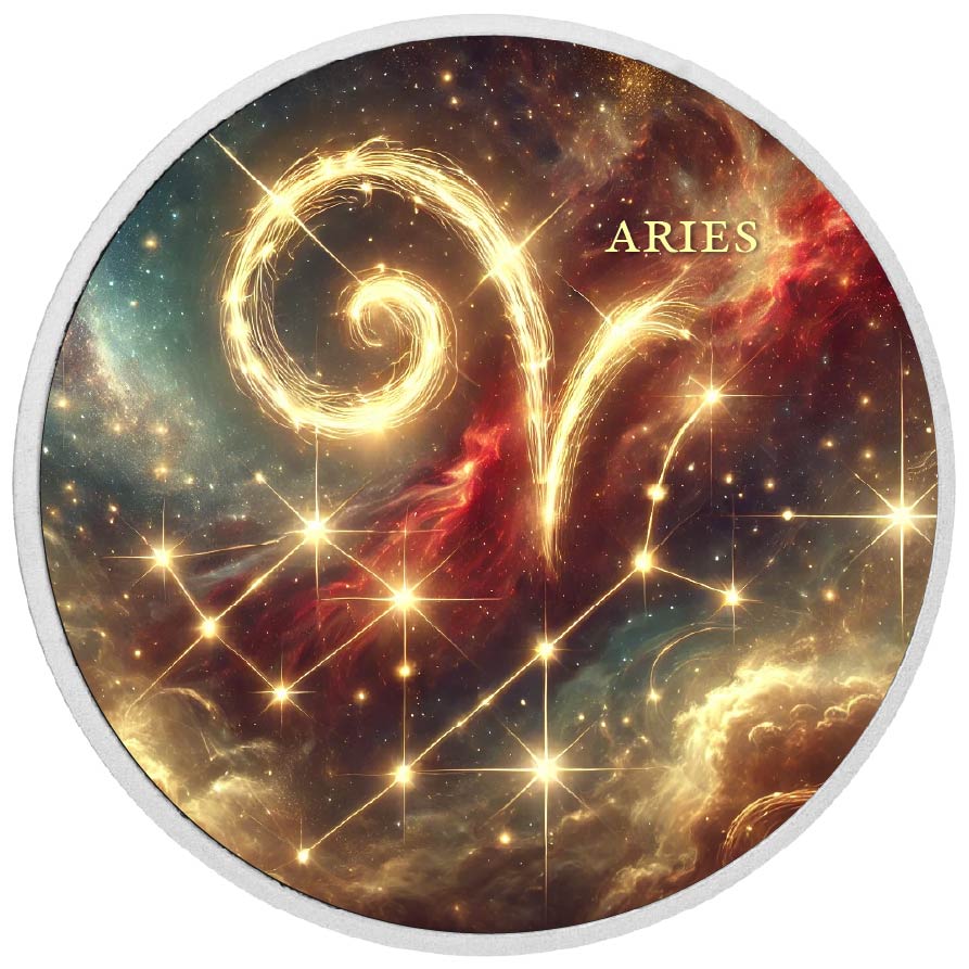 Zodiac Signs - Aries 1oz Silver Coloured Coin