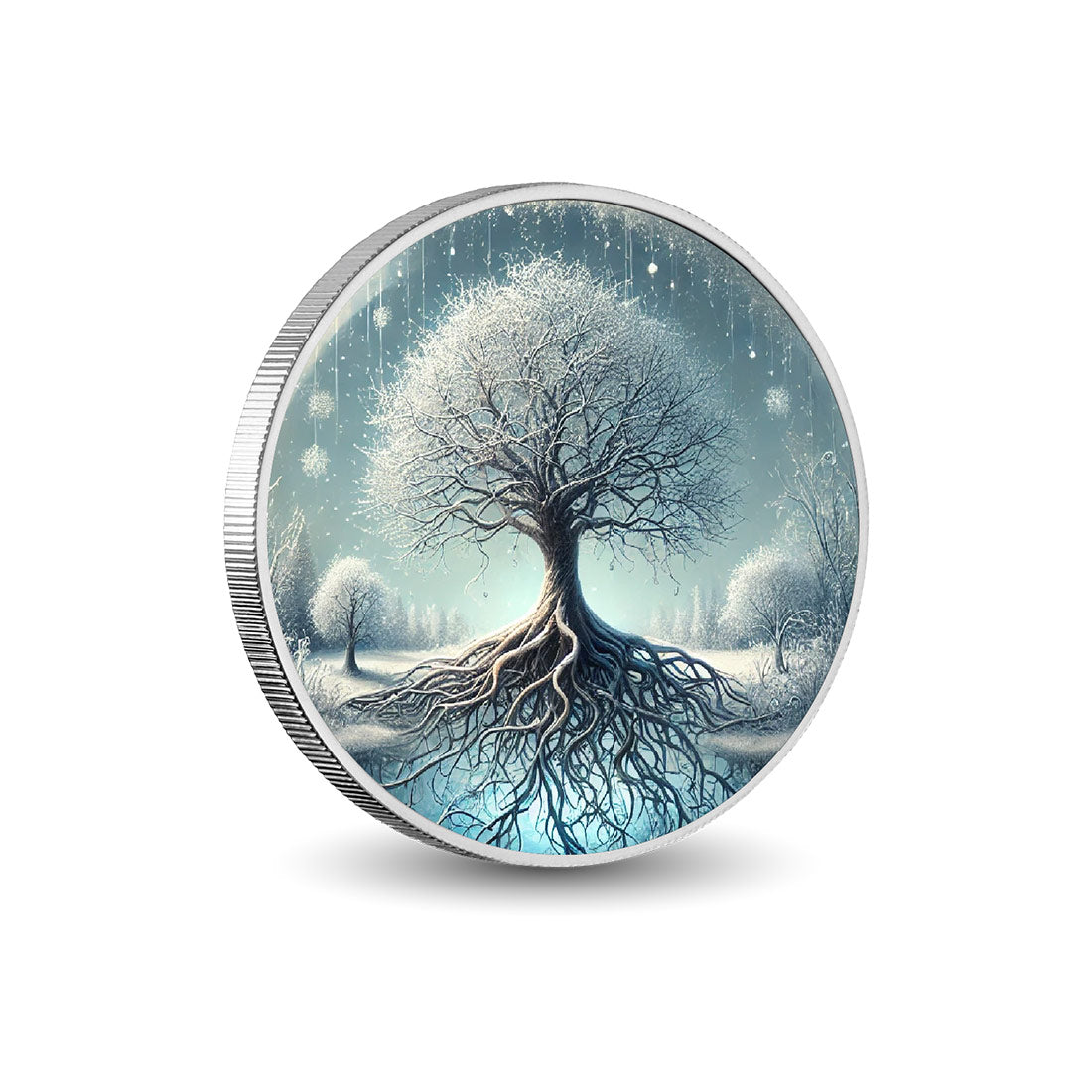 Arbre givré 1oz Pièce colorée en argent