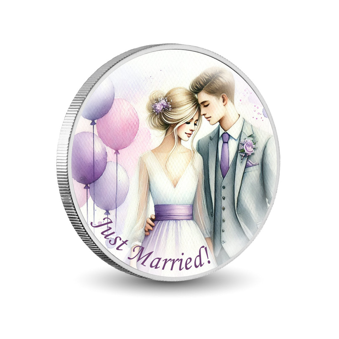 Bonheur romantique d’un mariage pastel, pièce en argent de 1oz