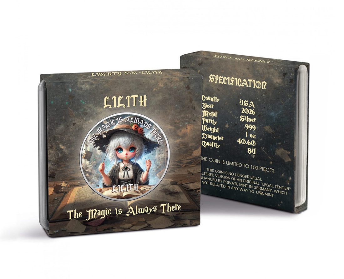 Lilith the Enchanted Pumpkin Witch 1oz Silver Coloured Coin