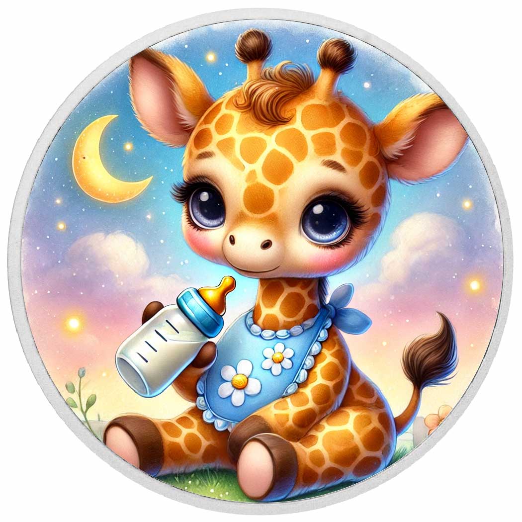 Dreamy Night Giraffe 1oz Silver Coloured Coin - Arverni Mint