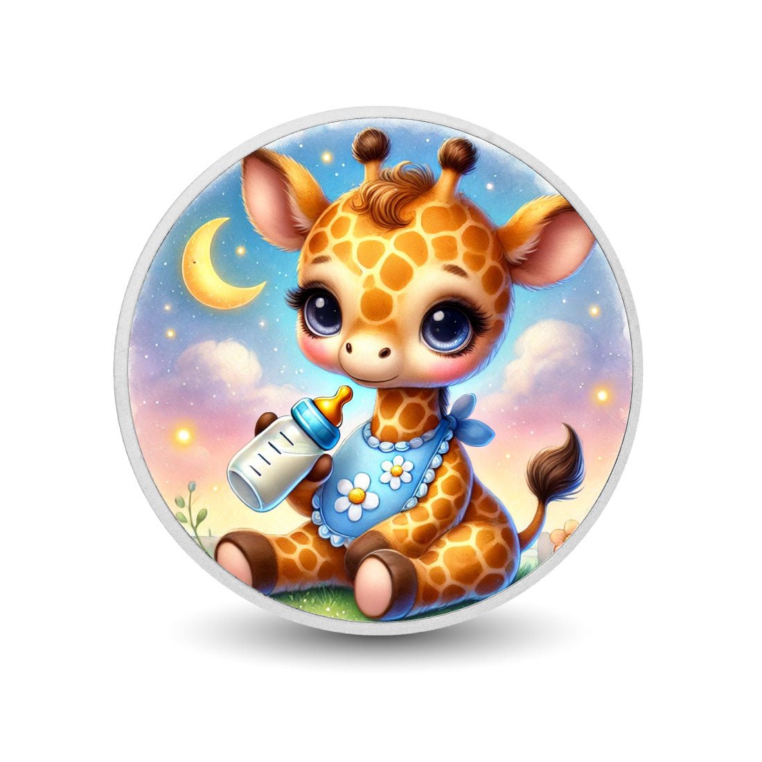 Dreamy Night Giraffe 1oz Silver Coloured Coin - Arverni Mint