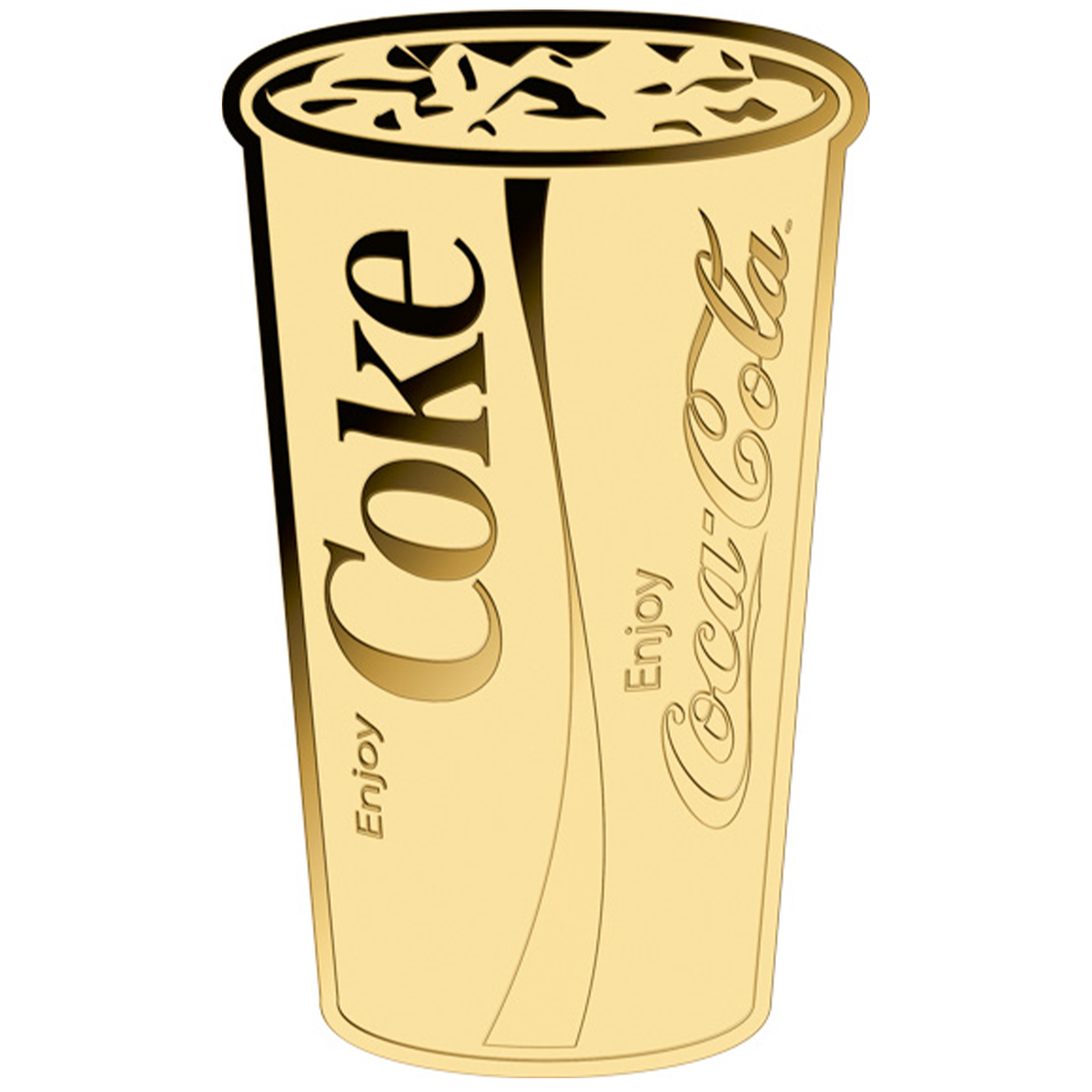 Coca-Cola Pop Art Cup 999 Fine Gold 1/1000 oz Coin in Card