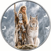 Queen of the Snow Lynx 1oz .999 Fine Silver Coin – Colorized BU Finish
