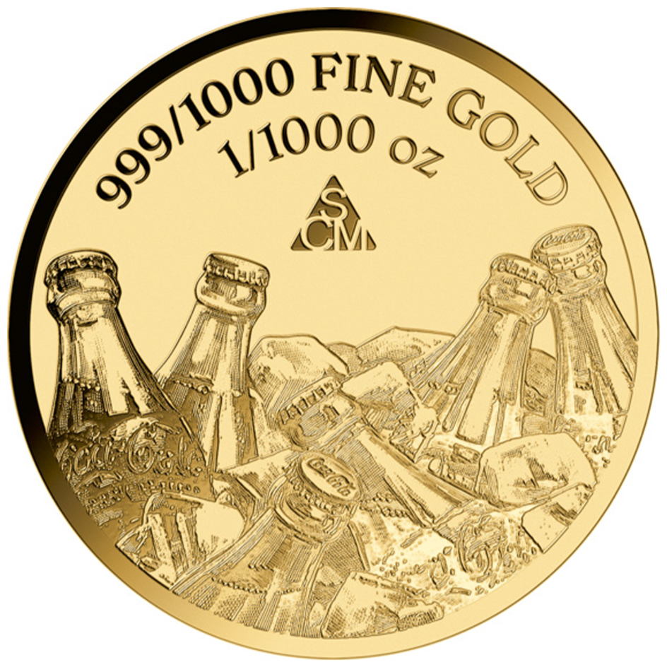 Coca-Cola Vintage Refreshment 999 Fine Gold 1/1000 oz Coin in Card
